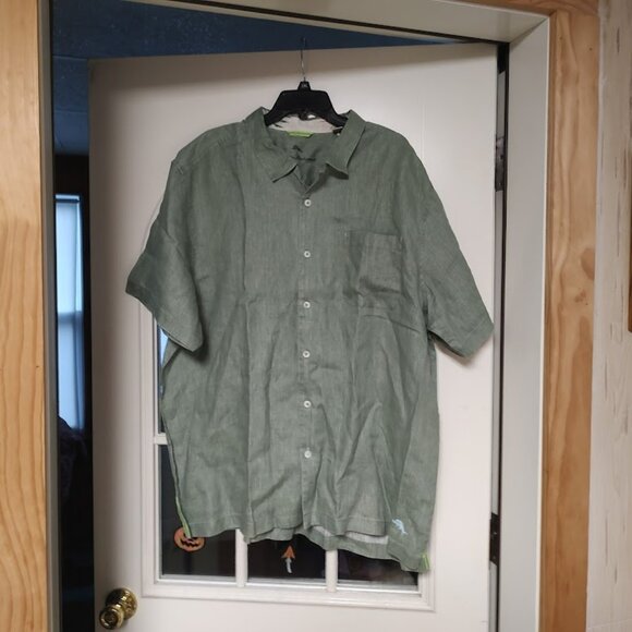 New Tommy Bahama Green Linen Short Sleeve Button Down Shirt Men's XXL - Picture 1 of 2